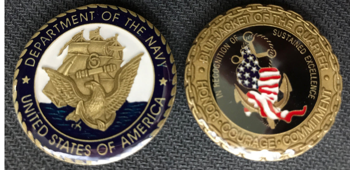 Navy BlueJacket Of the Quarter Challenge Coin 1.5" soscustomcoins