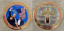 Load image into Gallery viewer, PRESIDENT TRUMP RALLY ASSASSINATION ATTEMPT COIN BUTLER, PA JULY 13TH 2024; IF GOD IS FOR US, WHO CAN BE AGAINST US?
