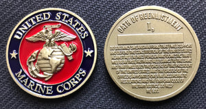 Marine Corps Oath Of Reenlistment Challenge Coin 1.5"