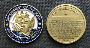 Navy Reenlistment Challenge Coin 1.5"