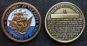 Navy Reenlistment Coin 1.75"
